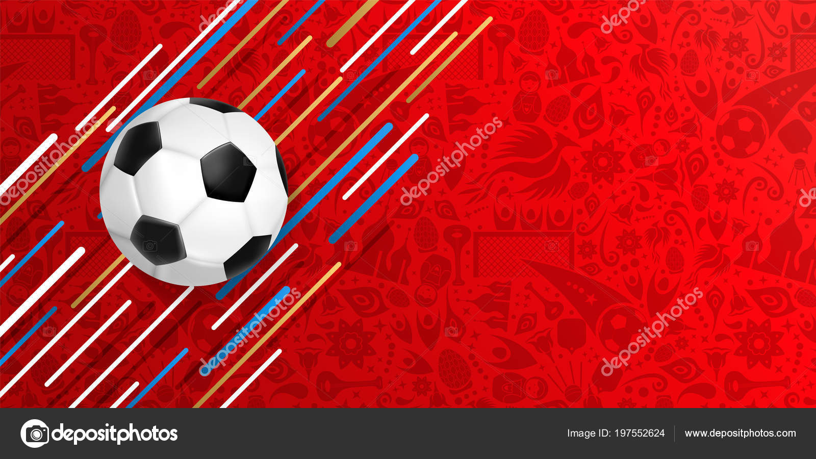 サッカー フットボール ゲーム用バナー リアルな ボールお祝いカラーの背景を持つイラストです Eps10 ベクトル ストックベクター C Cienpies