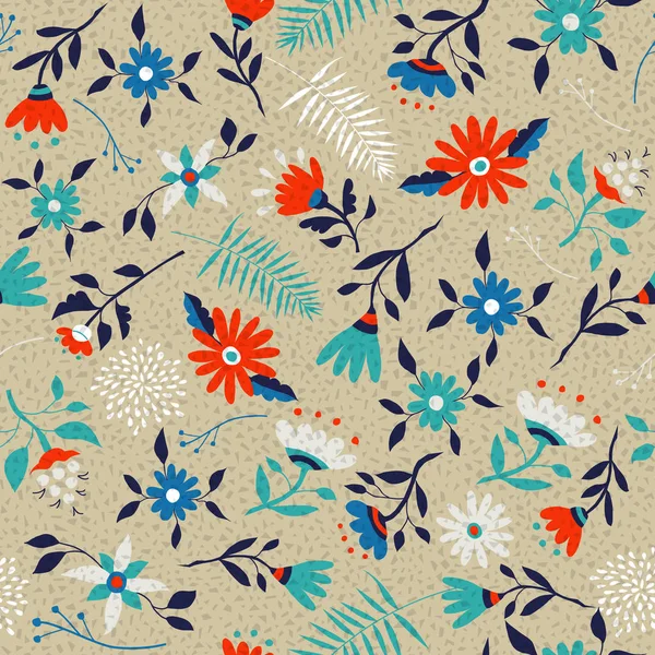 Art Floral Sans Couture Design Traditionnel Rétro Ditsy Avec Des — Image vectorielle