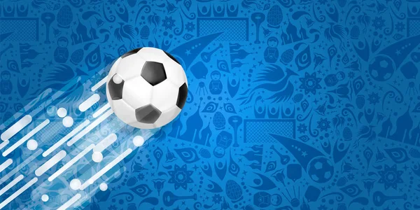 Banner Web Fútbol Para Partido Fútbol Especial Ilustración Realista Bolas — Vector de stock