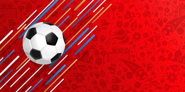 Banner Web Fútbol Para Partido Fútbol Especial Ilustración Realista Bolas — Vector de stock