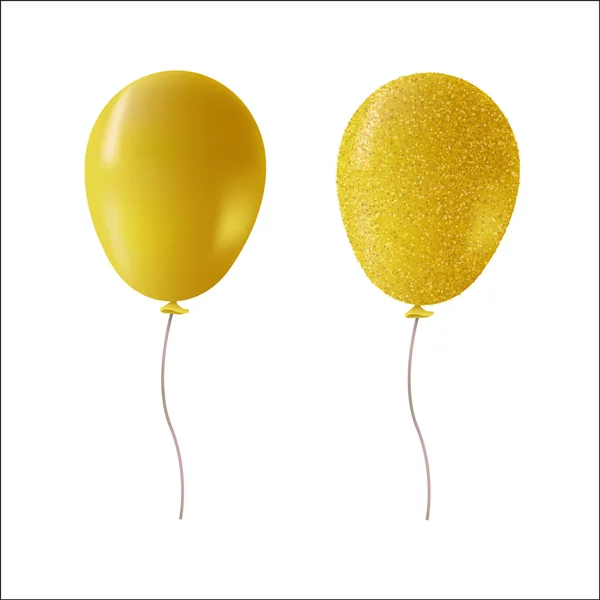 Gold Helium Balloons Isolated Background Party Decoration Golden Glitter Ideal — Stock Vector