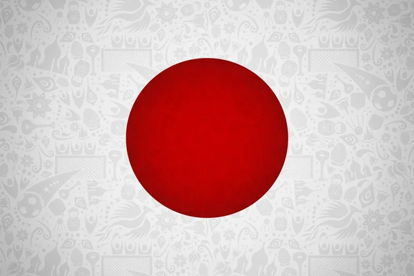 Japan Vlag Symbool Achtergrond Voor Speciale Voetbal Sportevenement Bevat Pictogrammen — Stockvector