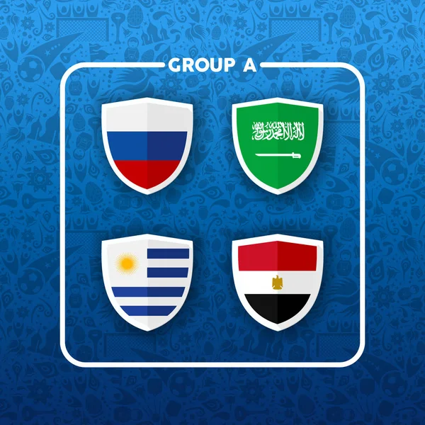 Calendário Eventos Campeonato Futebol Para 2018 Grupo Lista Equipe País — Vetor de Stock