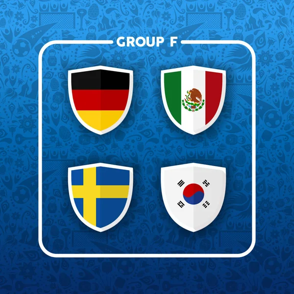 2018足球锦标赛赛事日程安排 国家队足球赛比赛名单 包括德国 墨西哥和瑞典 Eps10 — 图库矢量图片