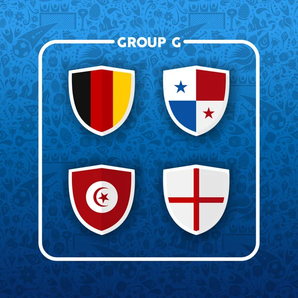 足球锦标赛赛事日程安排 组国家队足球赛比赛名单 包括比利时 巴拿马 英格兰和突尼斯 Eps10 — 图库矢量图片