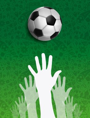 Futbol olay illüstrasyon, el ve ayak Rus spor oyun arka plan insanlar ile top. Birleşik toplum spor için. Eps10 vektör.