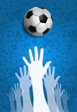Futbol olay illüstrasyon, el ve ayak Rus spor oyun arka plan insanlar ile top. Birleşik toplum spor için. Eps10 vektör.
