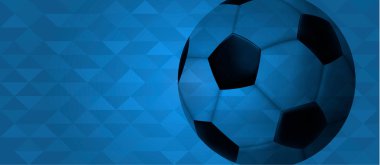 Futbol olay illüstrasyon, web banner tasarımı mavi renk arka plan ve 3d ayak topu. Eps10 vektör.