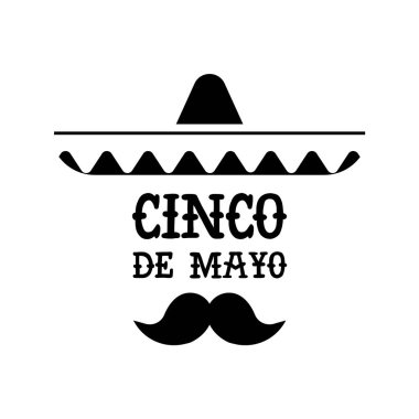 Mutlu Cinco de Mayo parti illüstrasyon. İzole Meksika kültür kutlama alıntı mariachi şapka ile. Eps10 vektör