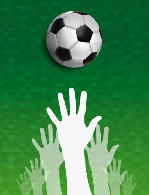 Futbol olay illüstrasyon, el ve ayak spor oyun arka plan insanlar ile top. Birleşik toplum spor için. Eps10 vektör.