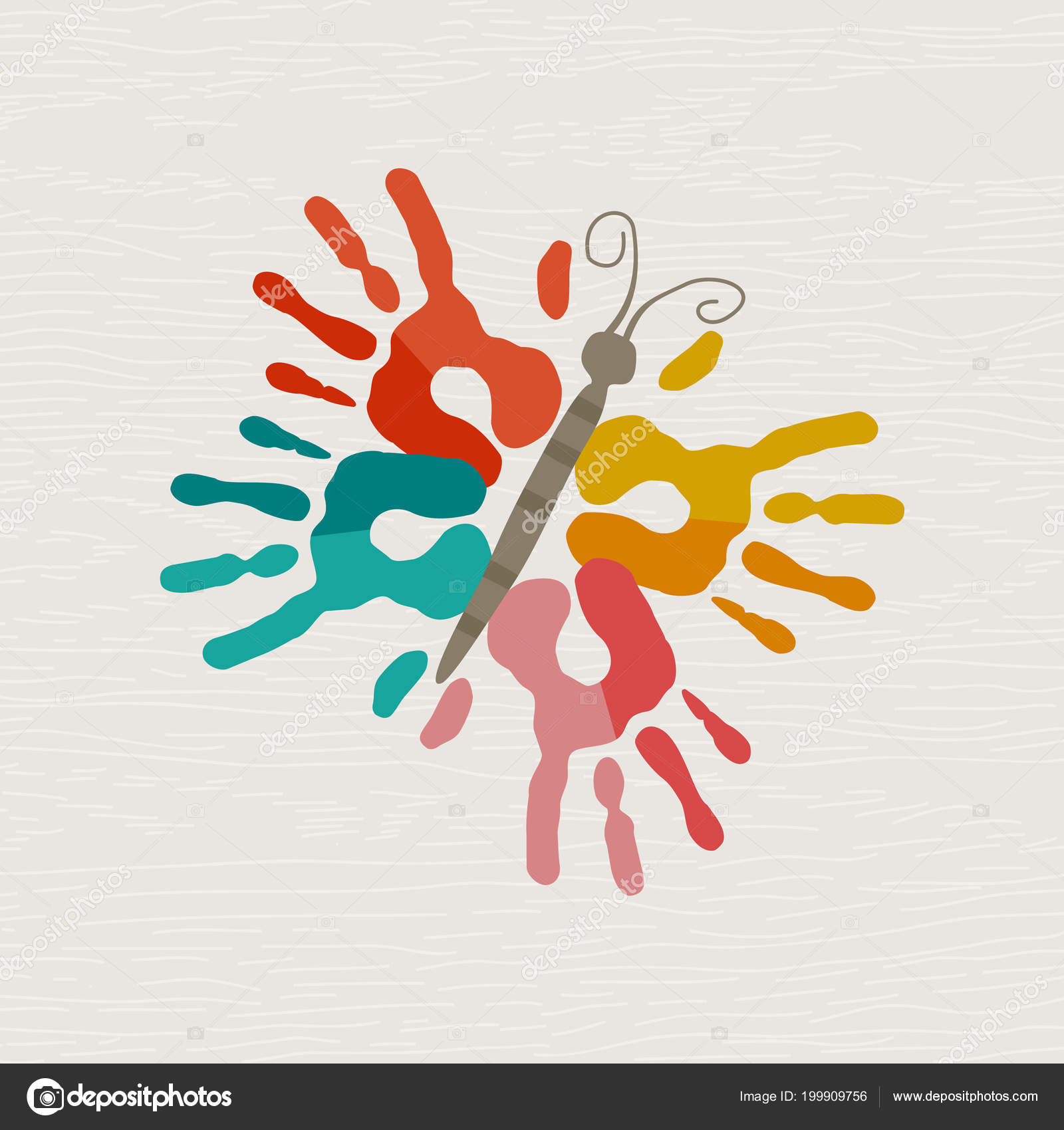 Image vectorielle Papillon Fait D'empreintes Mains Couleur Concept D'illustration  D'empreintes Main Humaine par ©cienpies - 199909756, image size:1600x1700