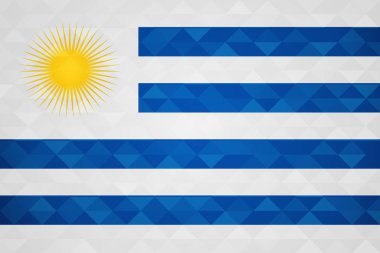 Uruguay bayrağı özel ülke olay geometrik üçgen arka plan ile. Uluslararası Uruguaylı ulus şablonu. Eps10 vektör