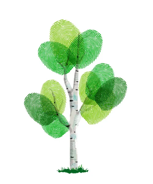 Otisk Prstu Stromové Vyrobeny Zelené Lidské Prstem Tisku Koncept Prostředí — Stockový vektor
