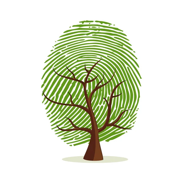 Árbol Huellas Digitales Concepto Huella Digital Humana Verde Para Proyectos — Vector de stock