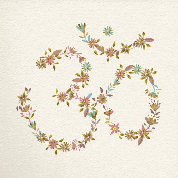 Símbolo Hecho Decoración Flores Signo Yoga Espiritual Sobre Fondo Aislado — Archivo Imágenes Vectoriales