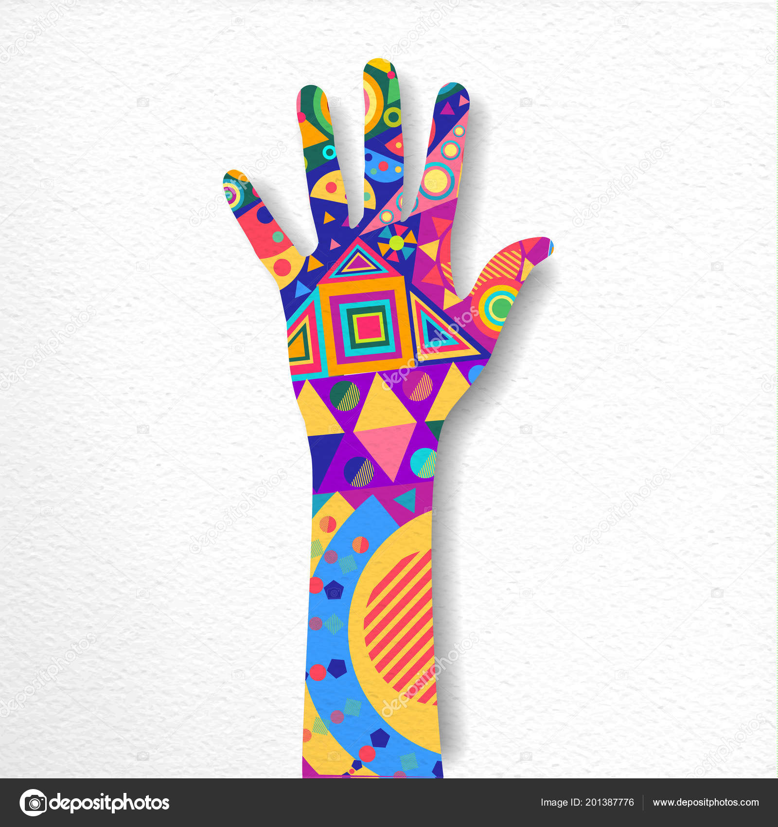 Human Hand Colorful Shape Decoration Isolated Background Paper Cutout ...
