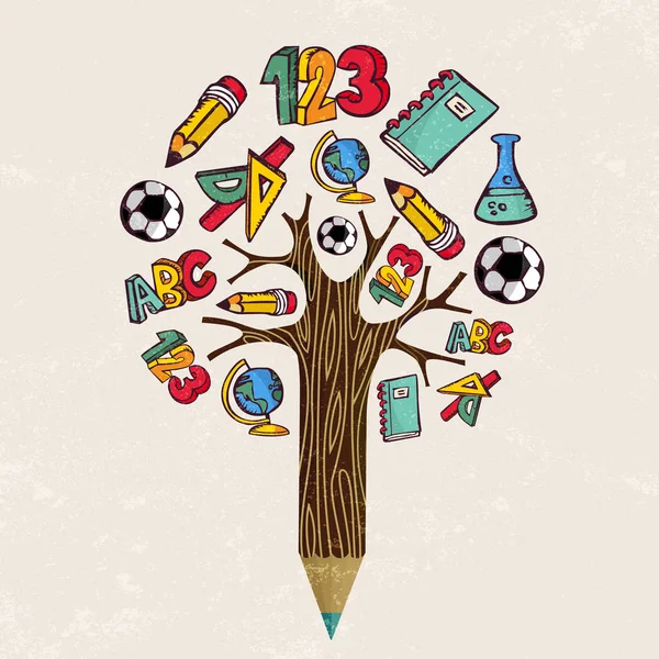 Eğitim Kalem Ağaç Kavramı Sınıf Konu Simgeleri Tasarım Okulu Eğitim — Stok Vektör