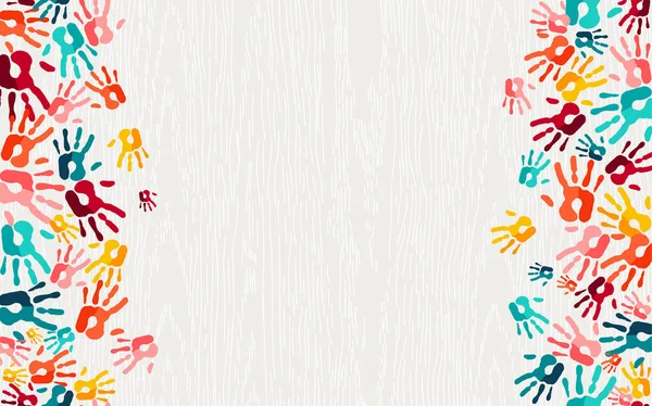 Färg Handavtryck Bakgrund Koncept Mänsklig Hand Skriva Illustration För Barn — Stock vektor