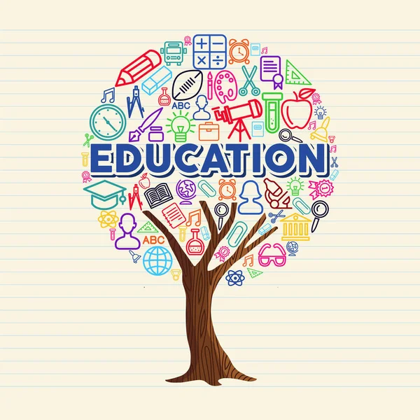 Conceito Árvore Educação Estilo Esboço Ícone Assunto Ensino Médio Definido —  Vetores de Stock