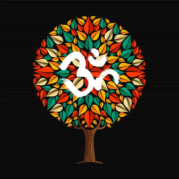 Yoga Tree Concept Illustration Traditional Calligraphy Symbol Brush Art Style — Stock Vector