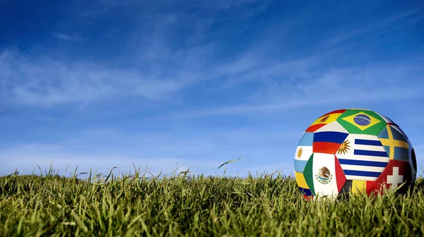 Balón Fútbol Con Bandera País Internacional Grupos Eventos Deportivos Rusos — Foto de Stock