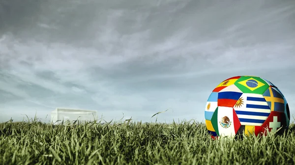 Ballon Football Avec Drapeau Pays International Des Groupes Événements Sportifs — Photo