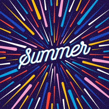 Canlı renk soyut dekorasyon ve tipografi alıntı ile tasarım mutlu yaz tebrik kartı. Eps10 vektör