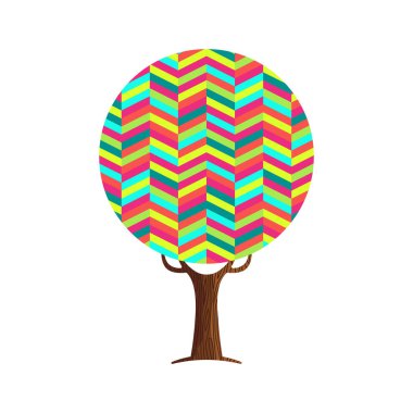 Ağaç renkli soyut şekillerden oluşan. Canlı renk geometrik simgeler için kavramsal fikir eğlenceli. Eps10 vektör.