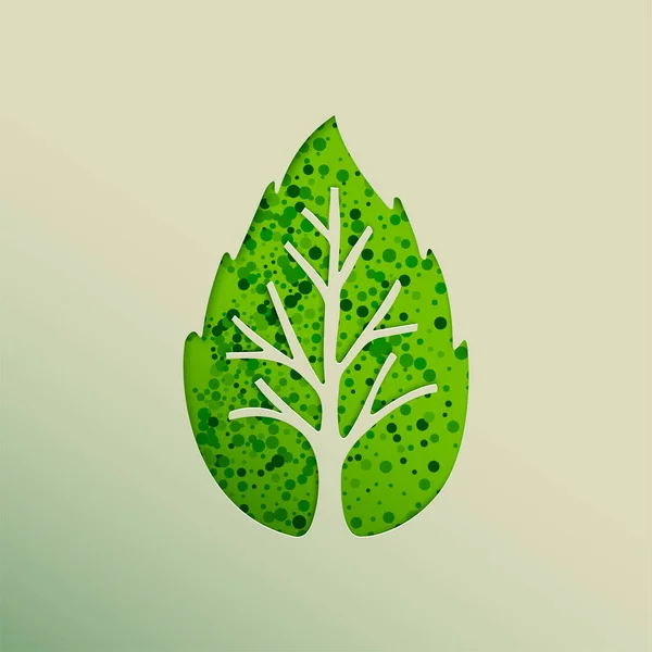 Träd Gröna Blad Papper Skära Stil Naturen Koncept Miljö Hjälp — Stock vektor