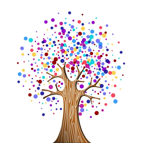 Árbol Hecho Textura Pintura Manchada Colores Concepto Naturaleza Ayuda Ambiental — Vector de stock