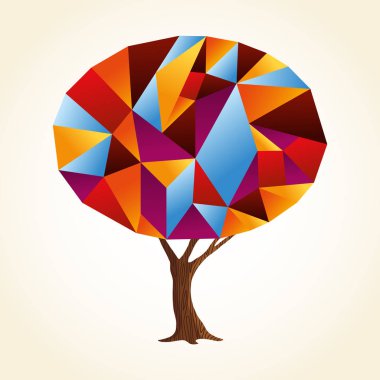 Ağaç renkli soyut şekillerden oluşan. Canlı renk geometrik doku eğlenmek için kavramsal bir fikir. Eps10 vektör.