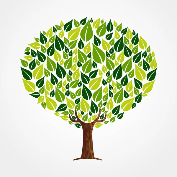 树由绿叶和树枝和根组成 自然概念 环境帮助或地球关心 Eps10 — 图库矢量图片