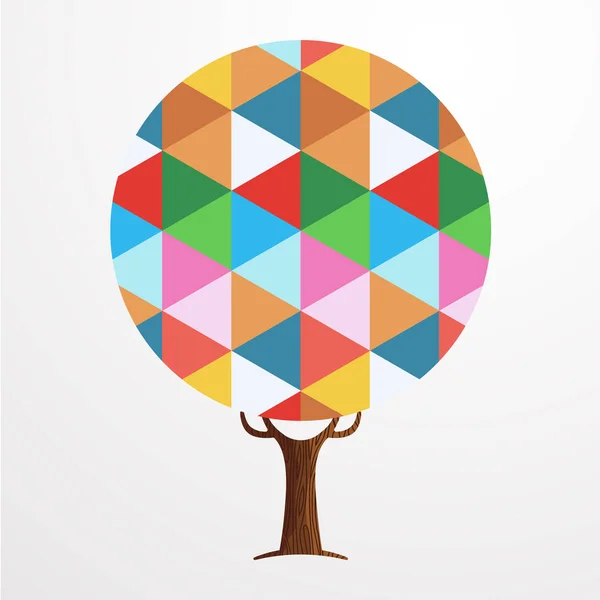 Drzewo Kolorowe Abstrakcyjne Kształty Żywe Kolory Tekstury Geometryczne Dla Zabawy — Wektor stockowy