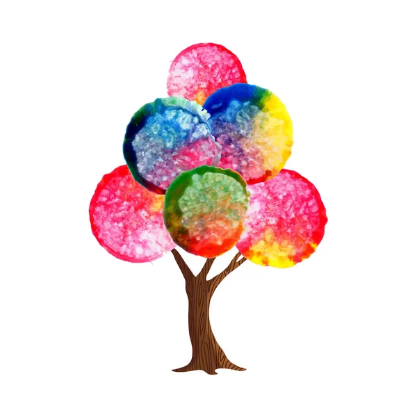 Strom Barevnými Abstraktní Akvarel Listy Tradiční Ručně Kreslenou Barva Dekorace — Stockový vektor