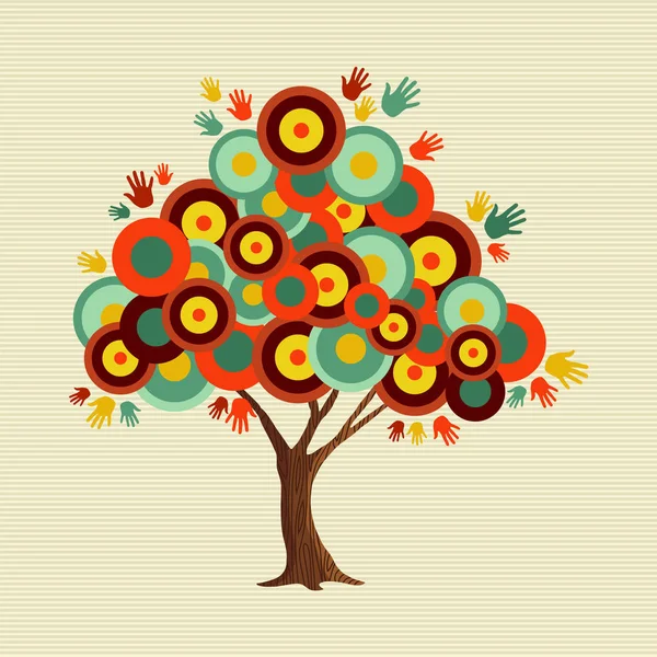 Árbol Hecho Formas Abstractas Colores Textura Geométrica Color Vintage Para — Vector de stock