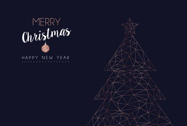 Feliz Navidad Feliz Año Nuevo Tarjeta Felicitación Con Pino Navidad — Vector de stock