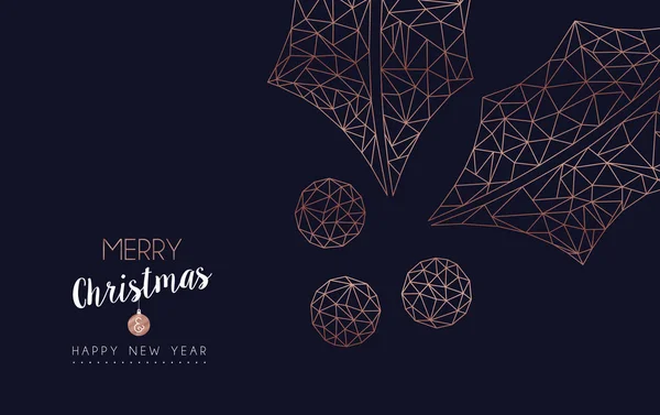 Merry Christmas Happy New Year Greeting Card Luxury Xmas Pine — Stock Vector