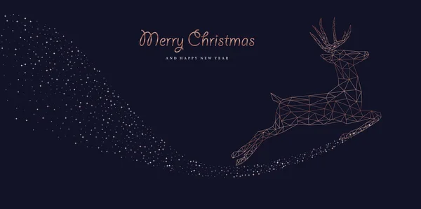 Merry Christmas Happy New Year Web Banner Luxury Reindeer Shape — Stock Vector