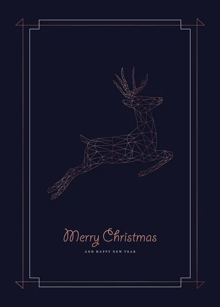 Merry Christmas Happy New Year Greeting Card Luxury Xmas Reindeer — Stock Vector