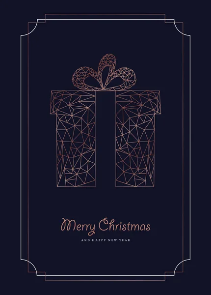 Joyeux Noël Bonne Année Carte Vœux Avec Cadeau Luxe Noël — Image vectorielle