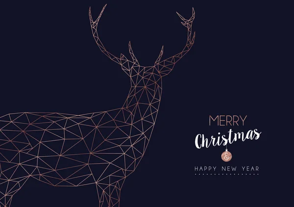 Merry Christmas Happy New Year Greeting Card Elegant Reindeer Silhouete — Stock Vector