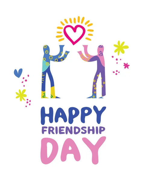 Przyjaźni Szczęśliwy Dzień Ilustracja Karty Pozdrowieniami Ręcznie Rysowane Przyjaciele Udostępnianie — Wektor stockowy