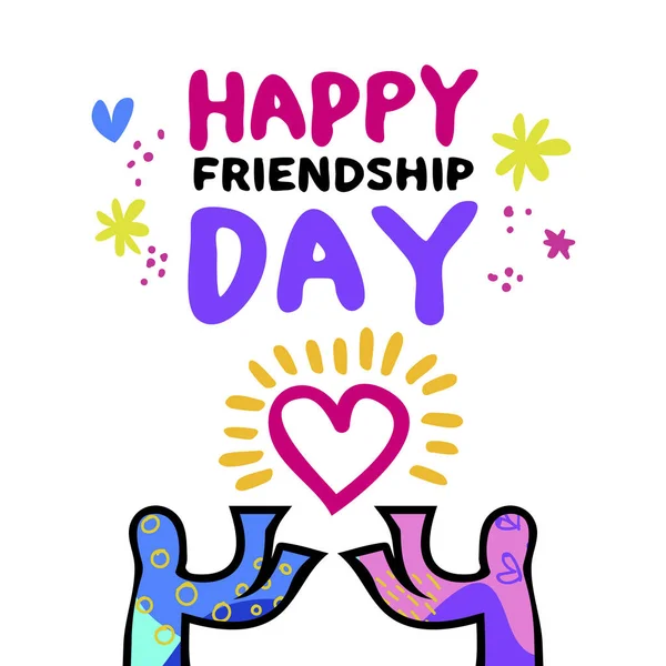 Szczęśliwy Przyjaźni Dzień Ilustracja Karta Pozdrowienie Przyjaciel Wakacje Ręcznie Rysowane — Wektor stockowy