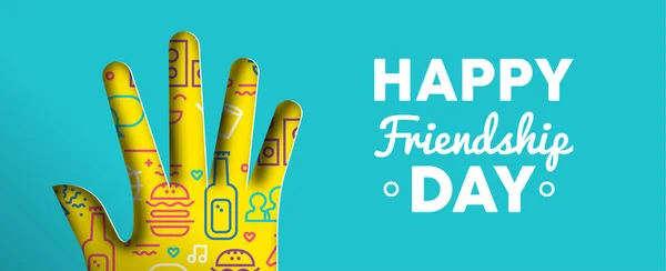 Szczęśliwy Dzień Przyjaźni Web Transparent Wektor Papieru Wytnij Kształt Dłoni — Wektor stockowy