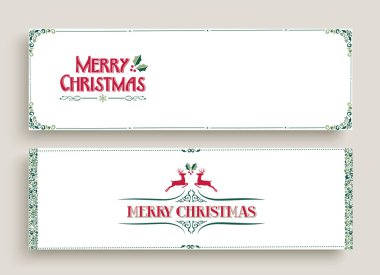 Neşeli Noel web afiş vintage süs tarzda ayarlayın. Retro tatil dekorasyon özel kutlama metin tırnak işareti. Eps10 vektör