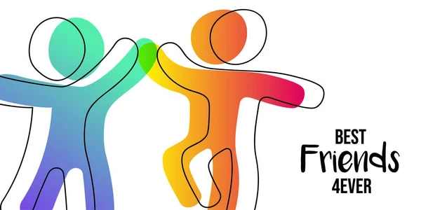 Glückliche Freundschaft Tag Web Banner Freunde Die High Five Für — Stockvektor