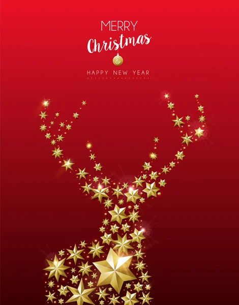 Feliz Navidad Feliz Año Nuevo Elegante Tarjeta Felicitación Roja Con — Vector de stock
