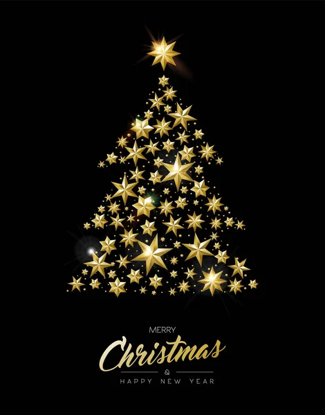 Merry Christmas Happy New Year Elegant Greeting Card Xmas Pine — Stock Vector