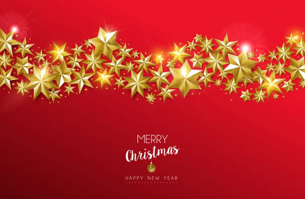 Feliz Navidad Feliz Año Nuevo Diseño Decoración Estrella Oro Lujo — Vector de stock