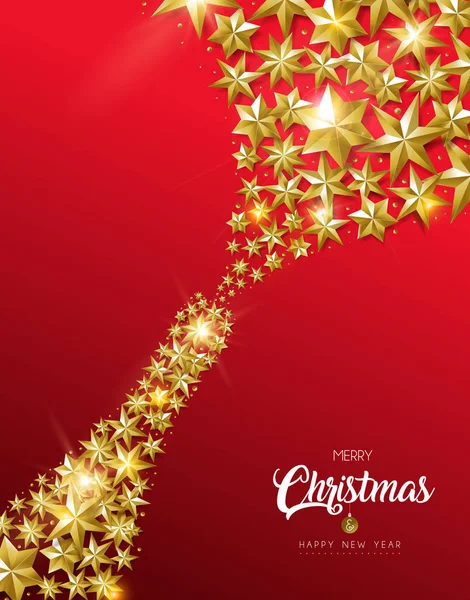 圣诞快乐 新年愉快典雅的贺卡与香槟瓶插图由金色的星星 豪华假日派对设计 Eps10 — 图库矢量图片